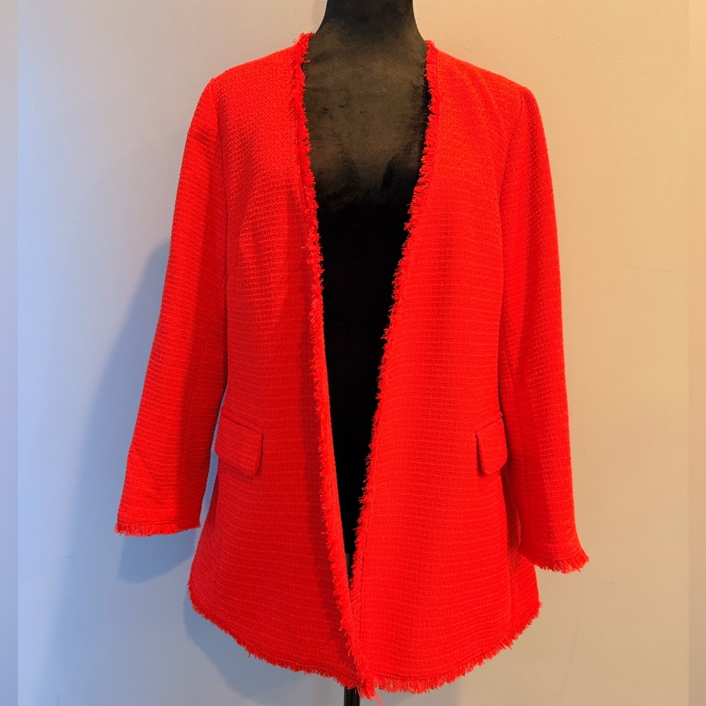Banana Republic Vibrant Red Fringed Blazer